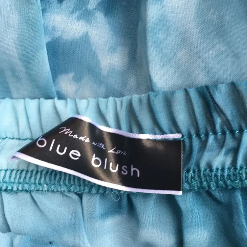 NWOT Belted Teal Blue Tie-Dye Off the Shoulder Romper